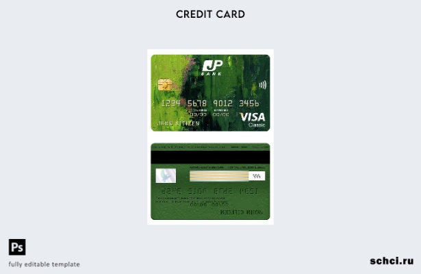 цифровая загрузка шаблона классической карты Visa банка Japan Post